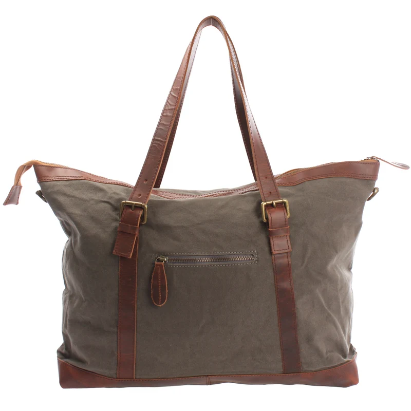 Weekender Reisetasche Shopper Damen Herren Leder Canvas grau LE2013
