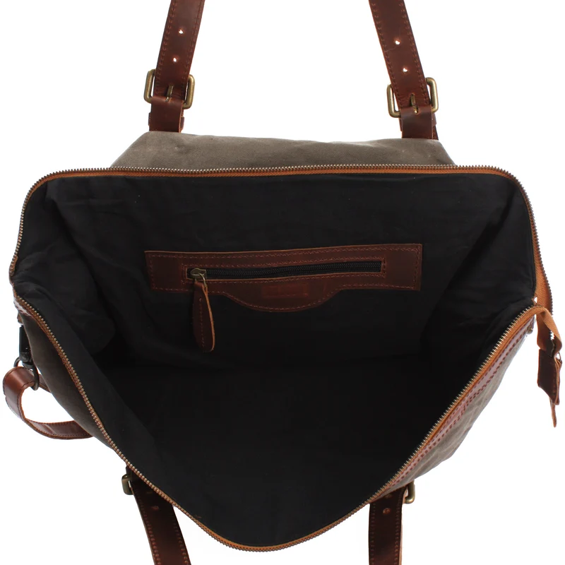 Weekender Reisetasche Shopper Damen Herren Leder Canvas grau LE2013