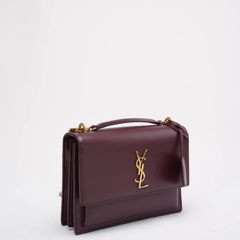 Saint Laurent Burgunderrotes Kalbsleder Medium Monogram Sunset 2018