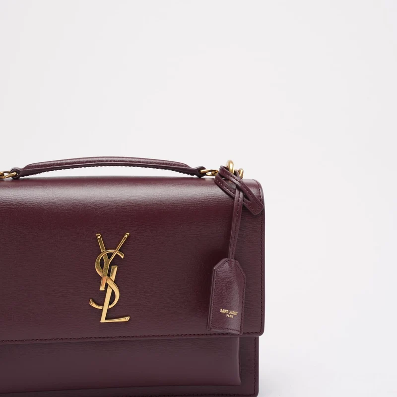 Saint Laurent Burgunderrotes Kalbsleder Medium Monogram Sunset 2018