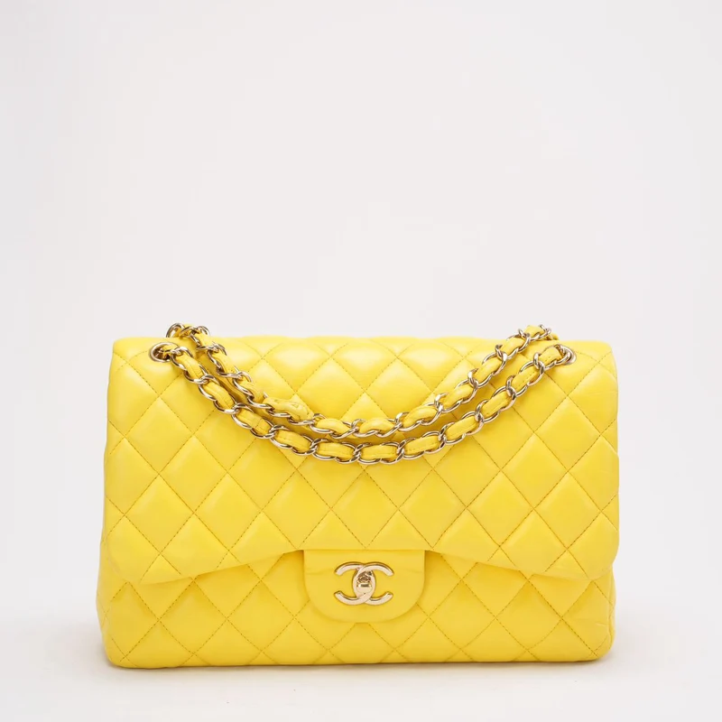 Chanel Classic Jumbo Double Flap Gelbes Lammleder 2011