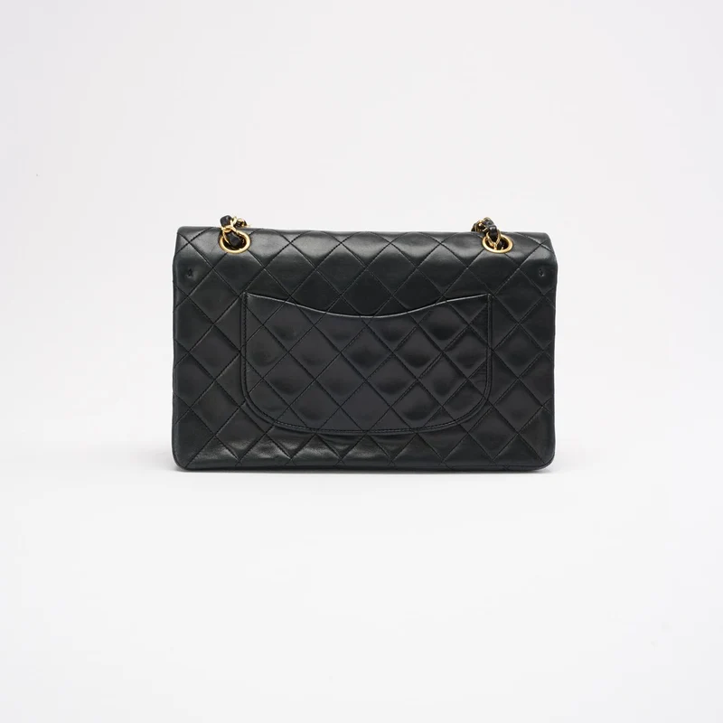 Chanel Vintage Schwarze Klassische Doppelflap-Tasche 1991