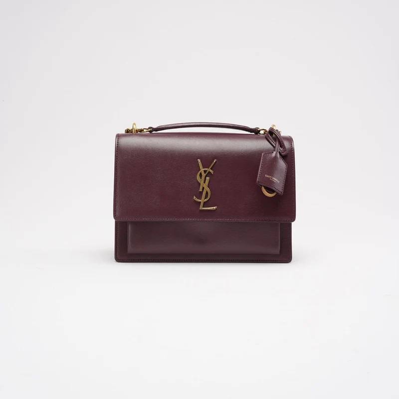 Saint Laurent Burgunderrotes Kalbsleder Medium Monogram Sunset 2018