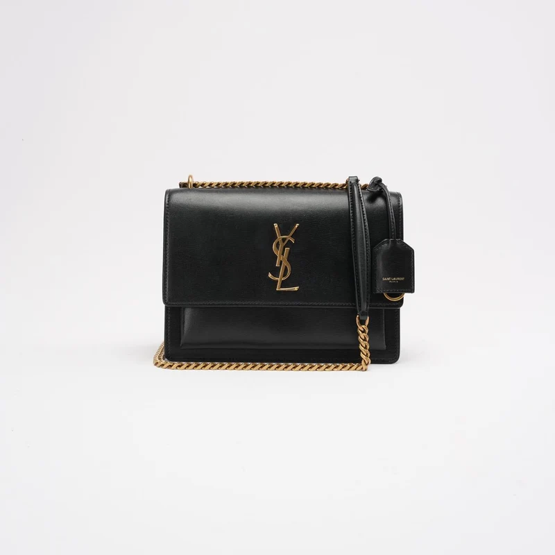 Saint Laurent Schwarzes Kalbsleder Medium Monogram Sunset 2019