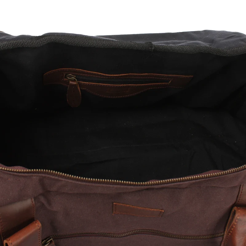 Weekender Sporttasche Reisetasche Damen Herren Leder Canvas 55cm mokka LE2014