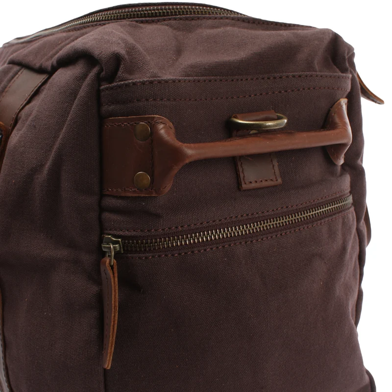 Weekender Sporttasche Reisetasche Damen Herren Leder Canvas 55cm mokka LE2014
