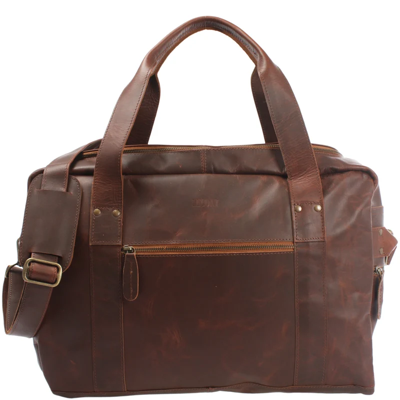 Weekender Sporttasche Reisetasche Ledertasche Damen Herren Leder 55cm braun LE2014