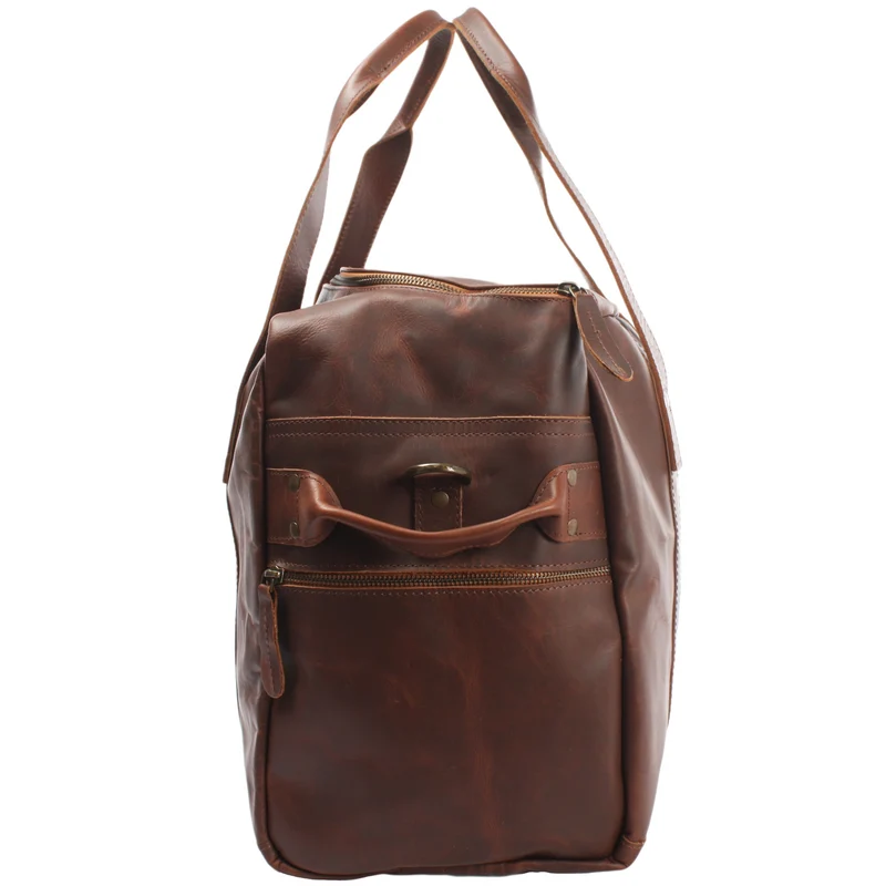 Weekender Sporttasche Reisetasche Ledertasche Damen Herren Leder 55cm braun LE2014