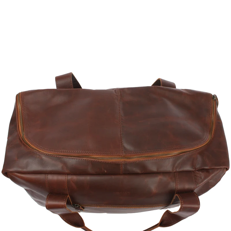 Weekender Sporttasche Reisetasche Ledertasche Damen Herren Leder 55cm braun LE2014