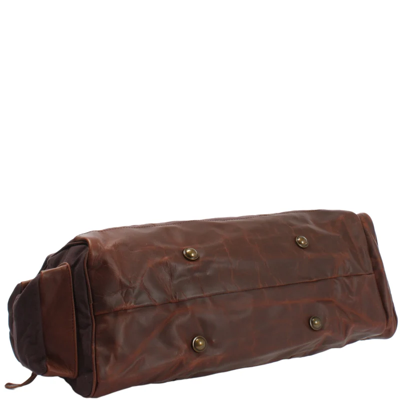 Reisetasche Weekender Sporttasche Damen Herren Leder Canvas 55cm mokka LE2017