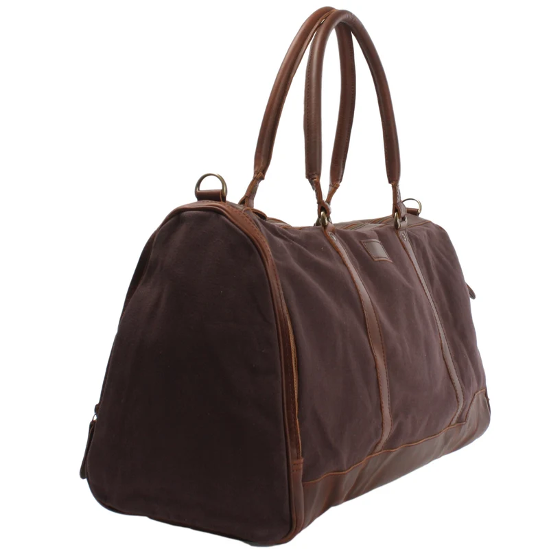 Reisetasche Weekender Sporttasche Damen Herren Leder Canvas 55cm mokka LE2017