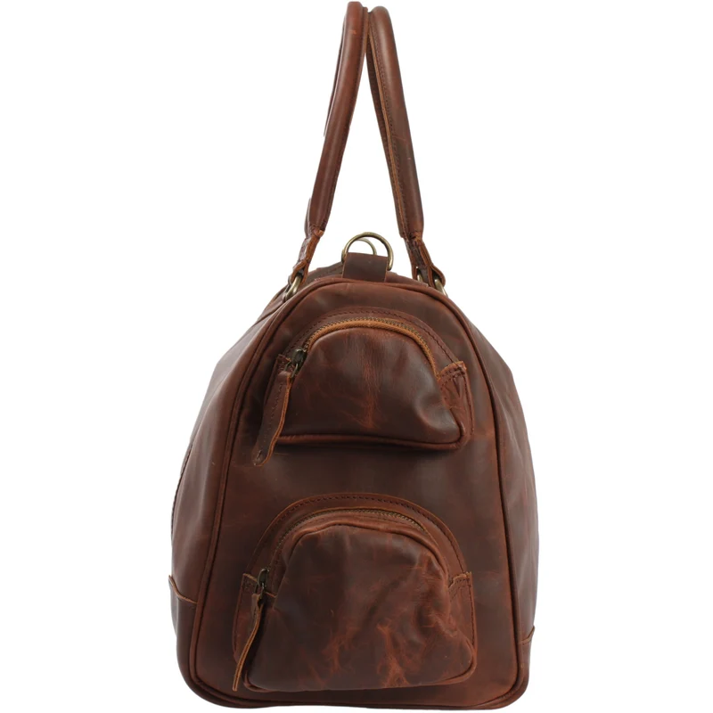 Reisetasche Weekender Sporttasche Damen Herren Leder 55cm braun LE2017