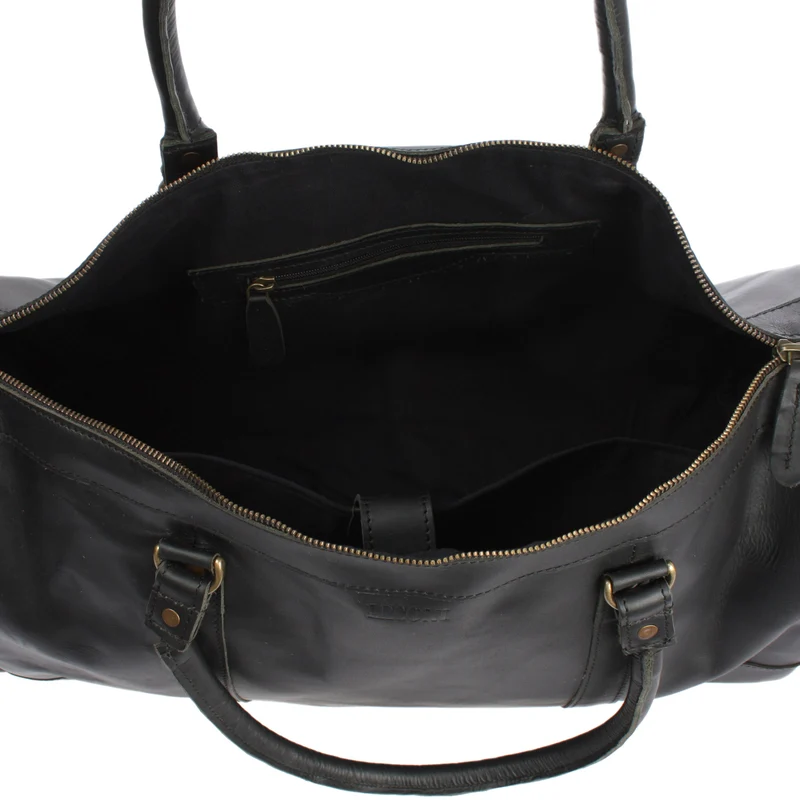 Reisetasche Weekender Sporttasche Ledertasche Damen Herren Leder 55cm schwarz LE2017