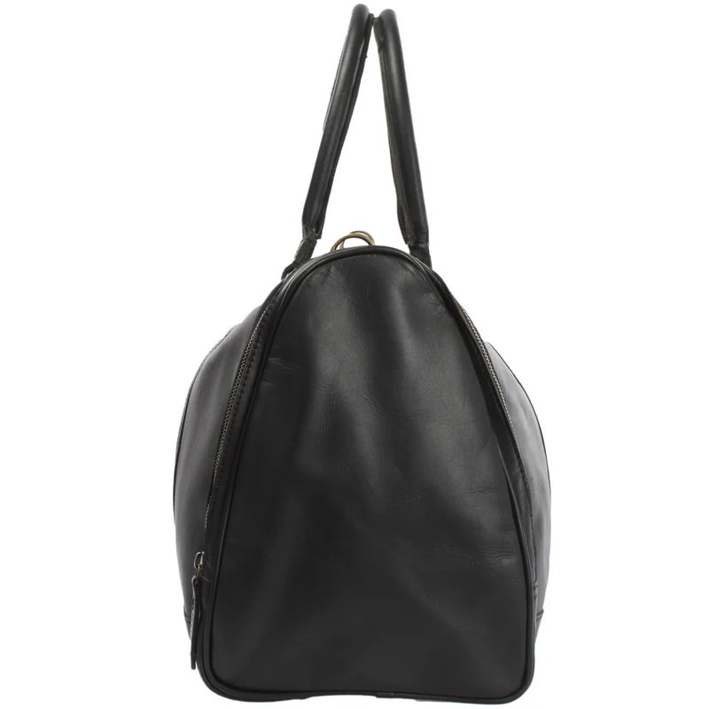 Reisetasche Weekender Sporttasche Ledertasche Damen Herren Leder 55cm schwarz LE2017