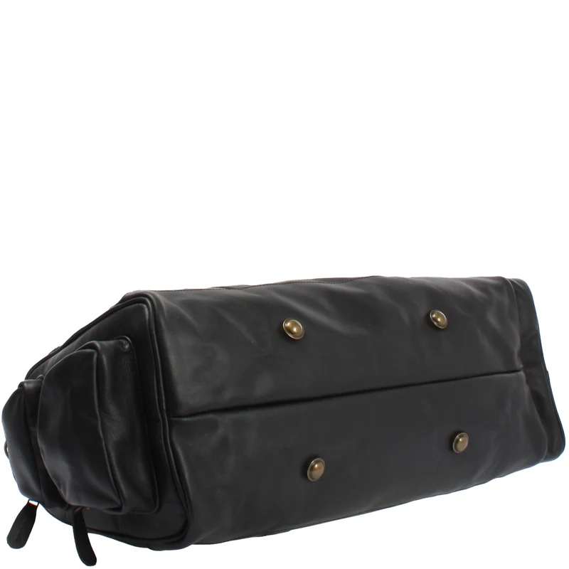 Reisetasche Weekender Sporttasche Ledertasche Damen Herren Leder 55cm schwarz LE2017