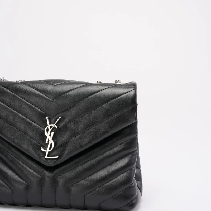 Saint Laurent Schwarze Loulou Medium Schultertasche 2021