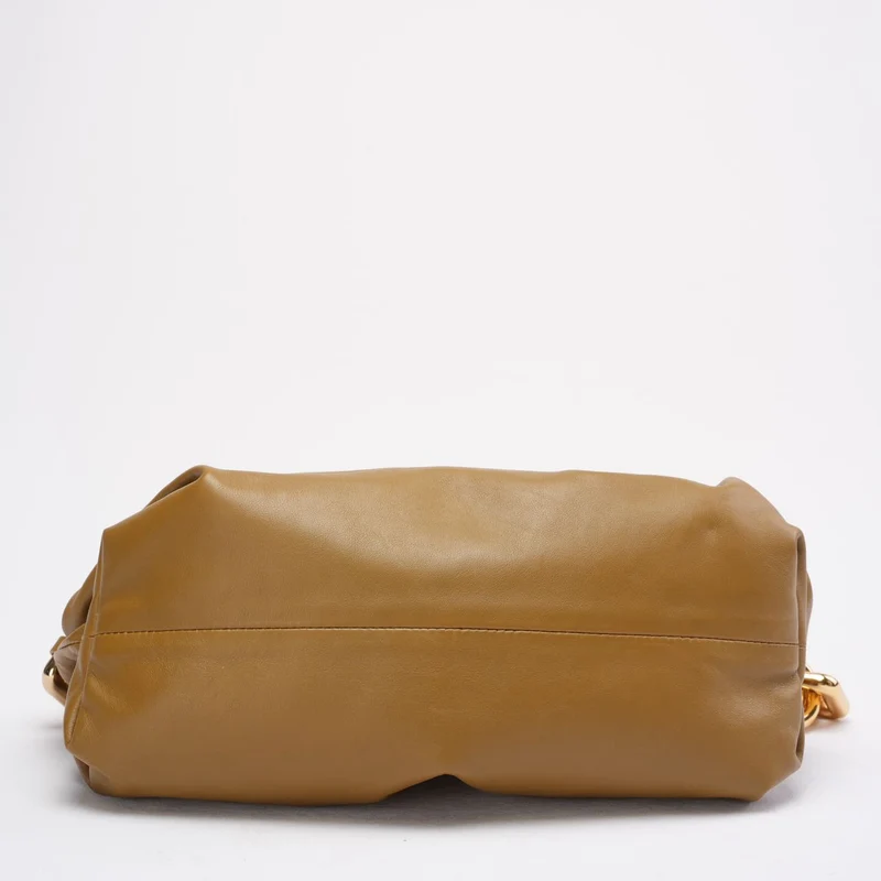 Bottege Veneta Brown The Chain Pouch in Senfgelb