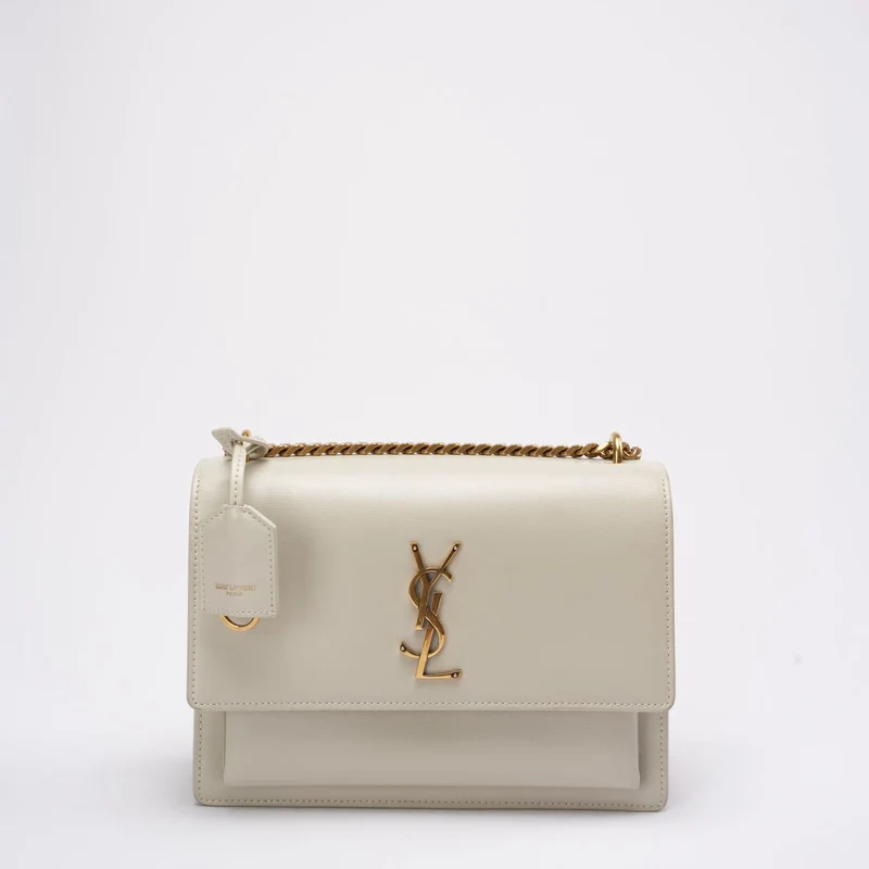 Saint Laurent Weißes Kalbsleder Medium Monogram Sunset 2021