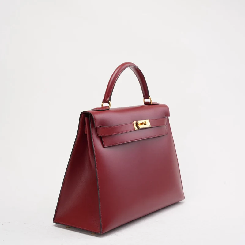 Hermès Vintage Burgunderrot Kelly Sellier 32 Box Leder 1994