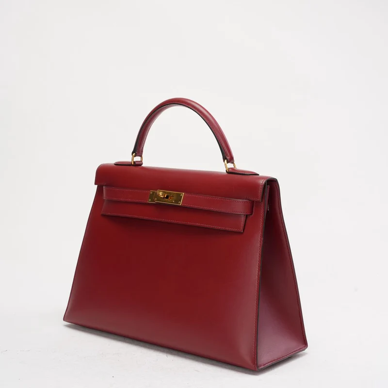 Hermès Vintage Burgunderrot Kelly Sellier 32 Box Leder 1994