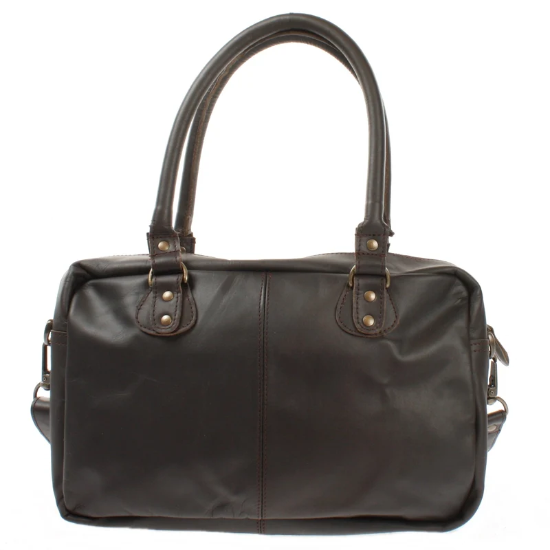 Schultertasche Handtasche Henkeltasche Damen Leder dunkelbraun LE0046