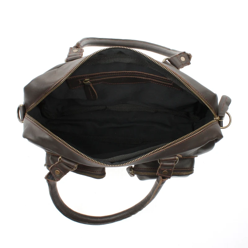 Schultertasche Handtasche Henkeltasche Damen Leder dunkelbraun LE0046