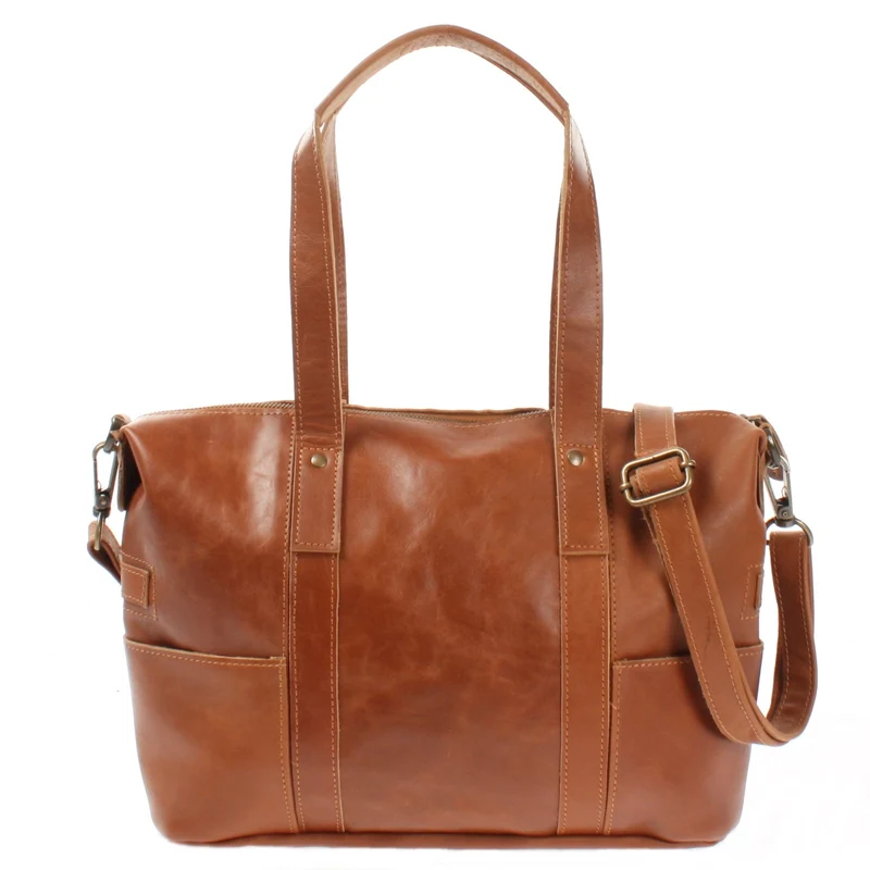 Shopper Schultertasche Henkeltasche Leder cognac LE0034
