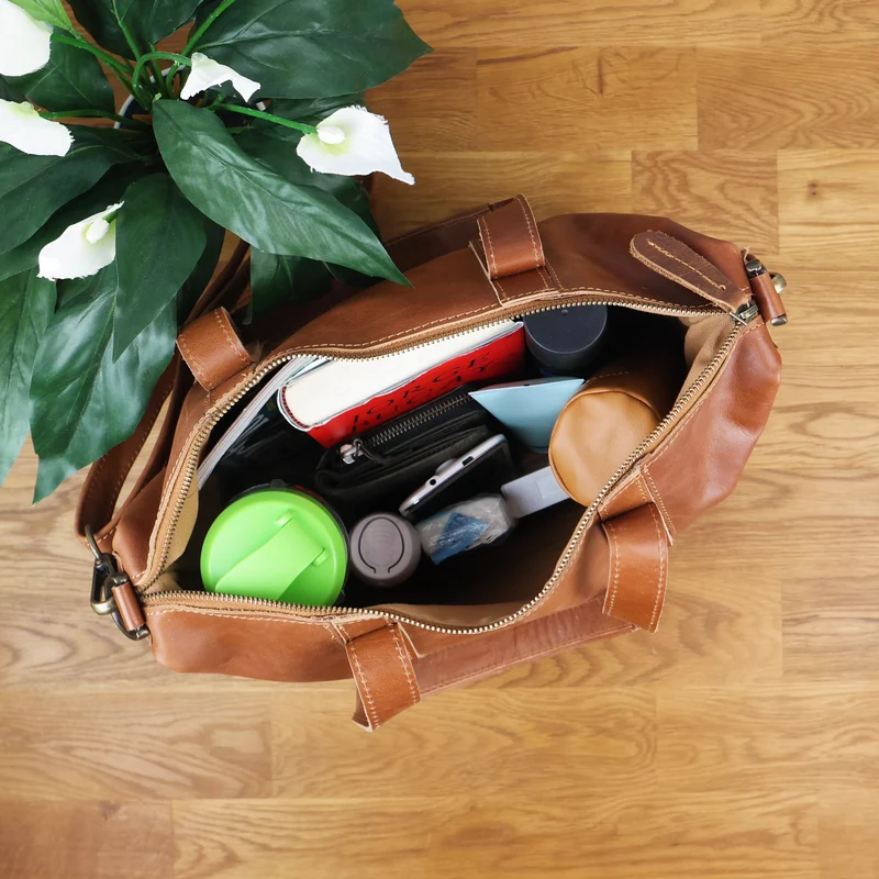 Shopper Schultertasche Henkeltasche Leder cognac LE0034