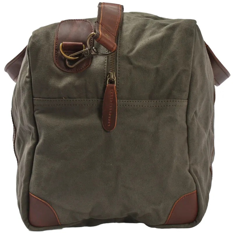 große Reisetasche Weekender Handgepäck Canvas Leder 53cm grün LE2020
