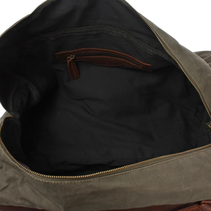 große Reisetasche Weekender Handgepäck Canvas Leder 53cm grün LE2020