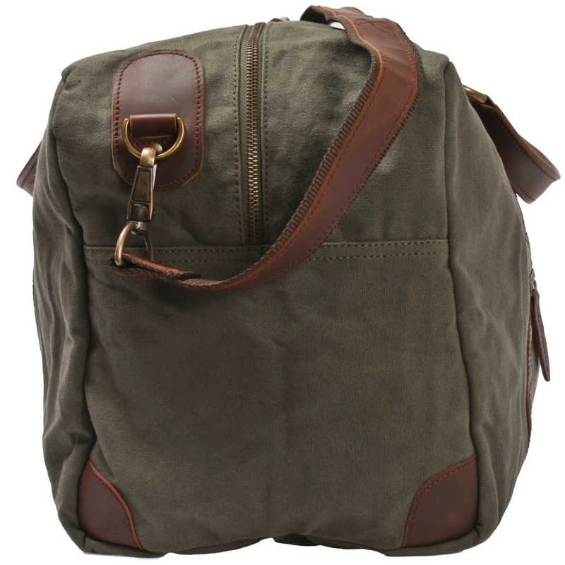 große Reisetasche Weekender Handgepäck Canvas Leder 53cm grün LE2020