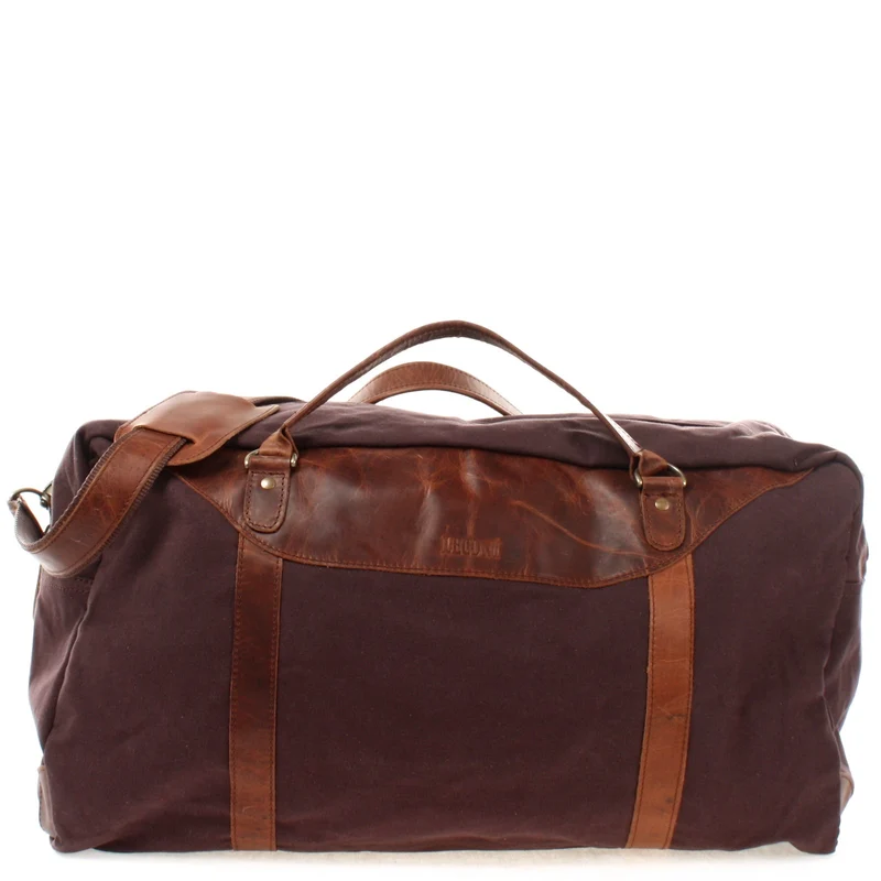 große Reisetasche Weekender Handgepäck Canvas Leder 53cm mokka LE2020