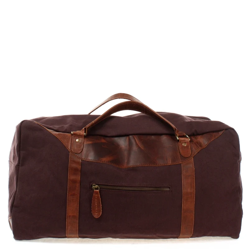 große Reisetasche Weekender Handgepäck Canvas Leder 53cm mokka LE2020