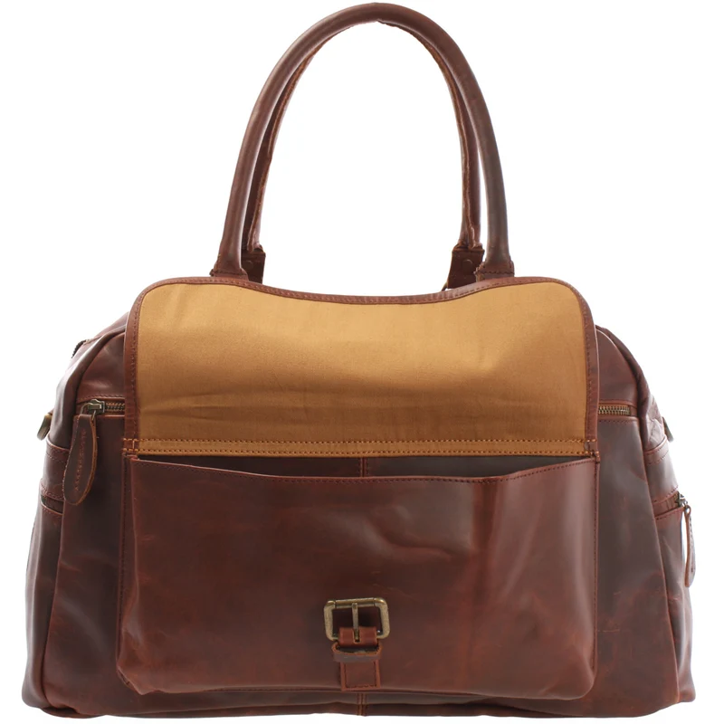 kleine Reisetasche Handgepäck Weekender Leder 47cm braun LE2023