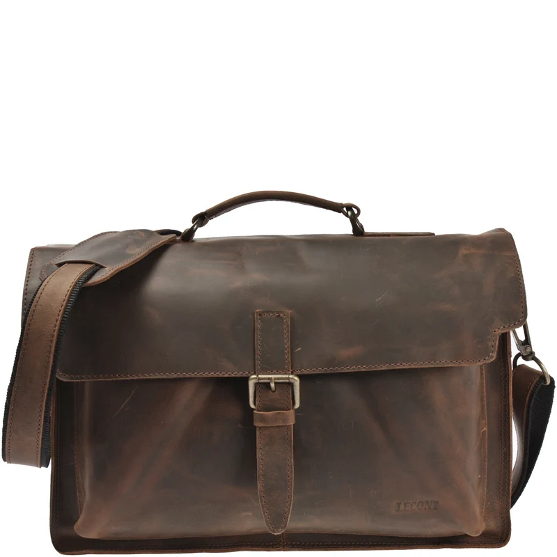 Aktentasche Businesstasche Messenger Bag Vintage Leder schlamm LE3008