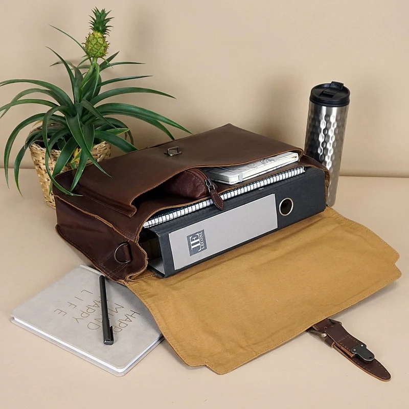 Aktentasche Businesstasche Messenger Bag Vintage Leder braun LE3008