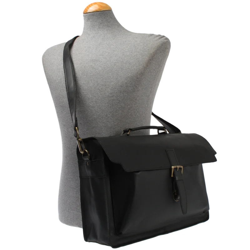 Aktentasche Businesstasche Messenger Bag Vintage Leder schwarz LE3008