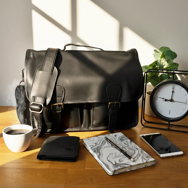 Aktentasche Businesstasche Messenger Bag Vintage Leder schwarz LE3009