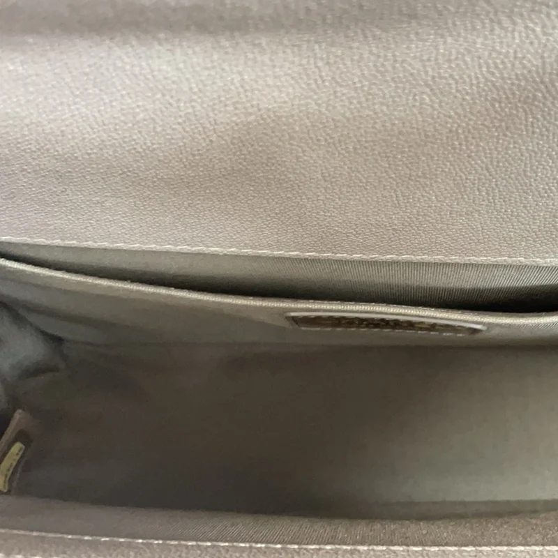 Chanel Boy Medium Grey Flap Bag Quilted Caviar 2019