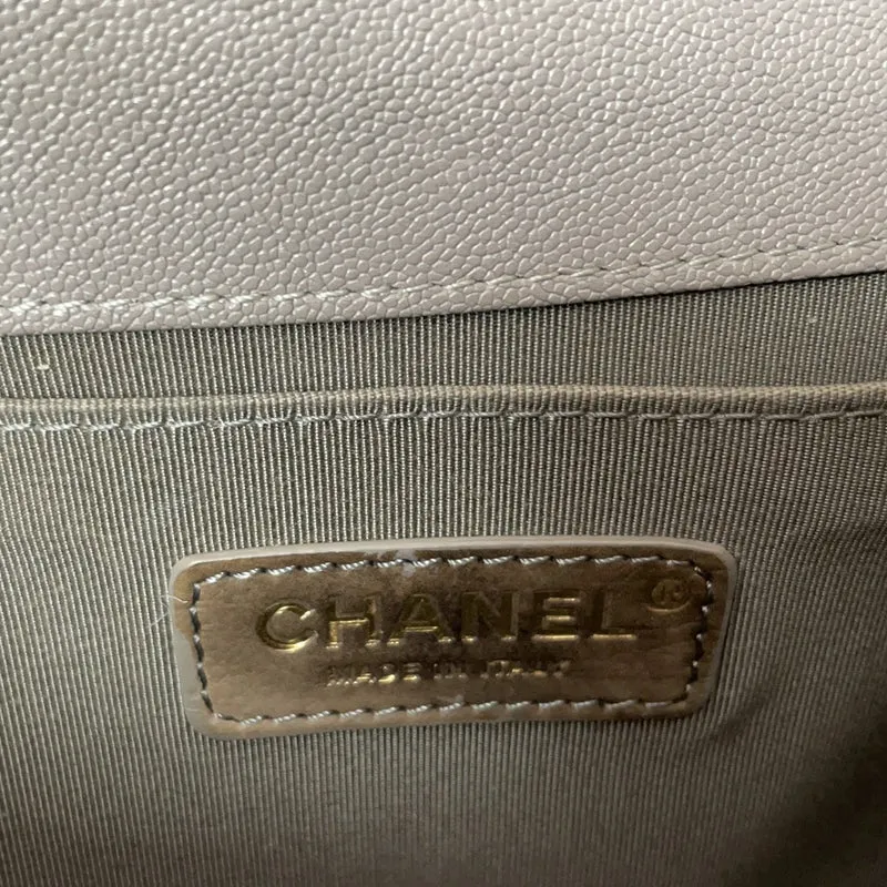 Chanel Boy Medium Grey Flap Bag Quilted Caviar 2019