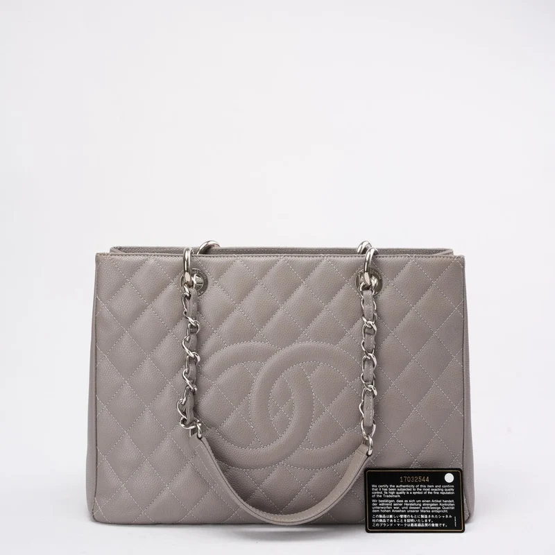 Chanel Grand Shopping Tote (GST) aus grauem Kaviarleder 2012-2013