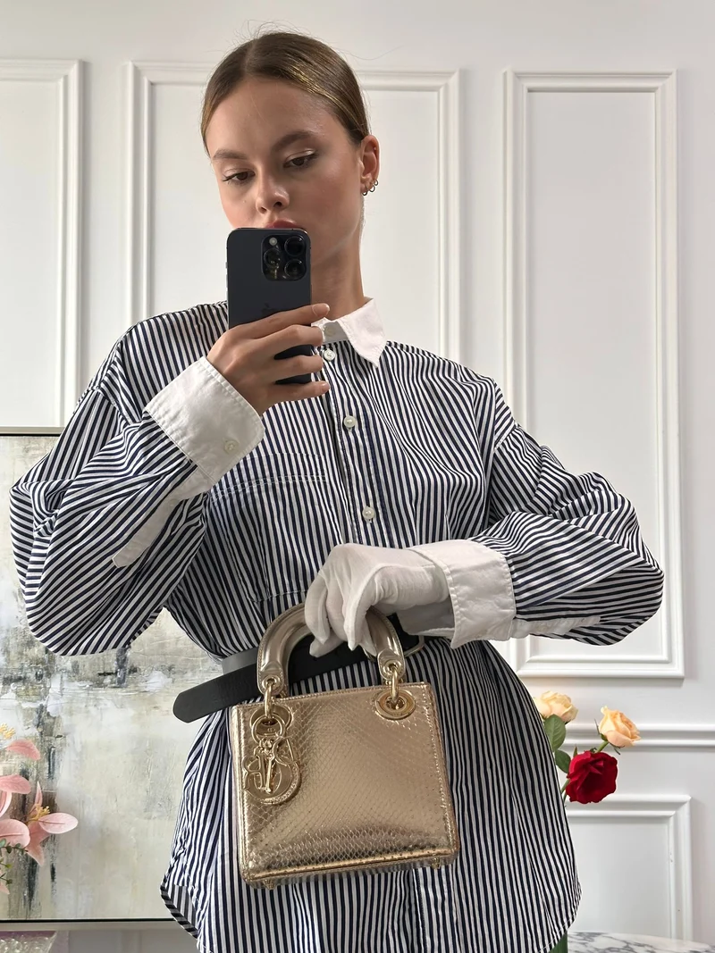 Dior Mini Lady Dior Tasche Gold aus Pythonleder 2014