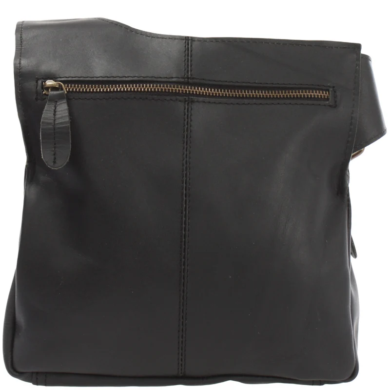 Umhängetasche Schultertasche Crossbag Damen Herren Leder schwarz LE3015