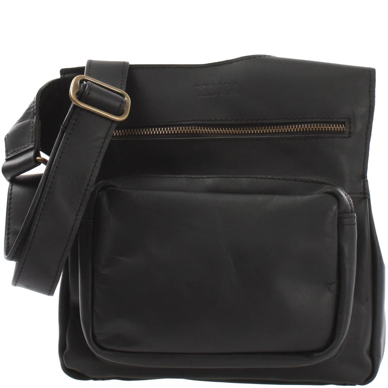 Umhängetasche Schultertasche Crossbag Damen Herren Leder schwarz LE3015
