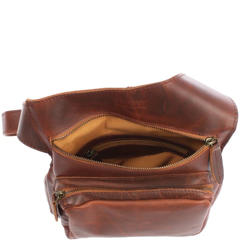 Umhängetasche Schultertasche Crossbag Damen Herren Leder braun LE3015