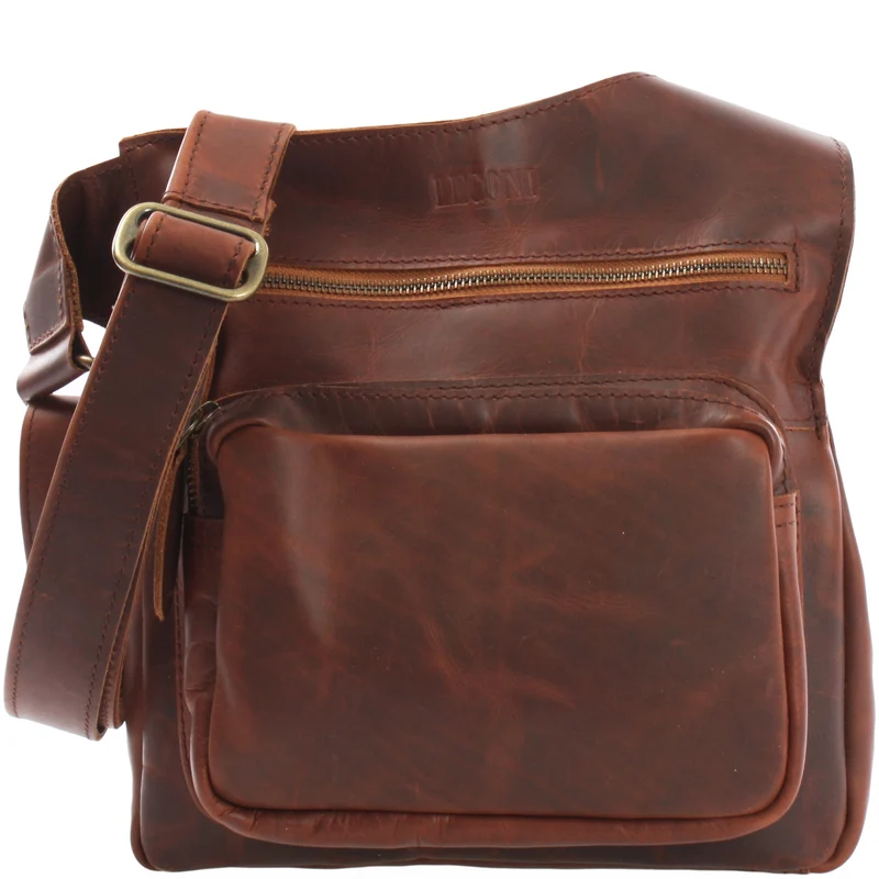 Umhängetasche Schultertasche Crossbag Damen Herren Leder braun LE3015