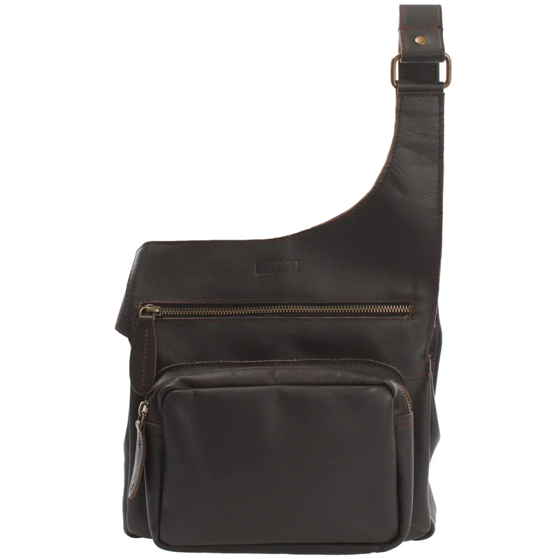 Umhängetasche Schultertasche Crossbag Damen Herren Leder dunkelbraun LE3015