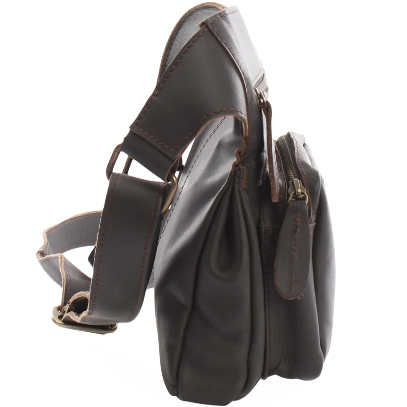 Umhängetasche Schultertasche Crossbag Damen Herren Leder dunkelbraun LE3015