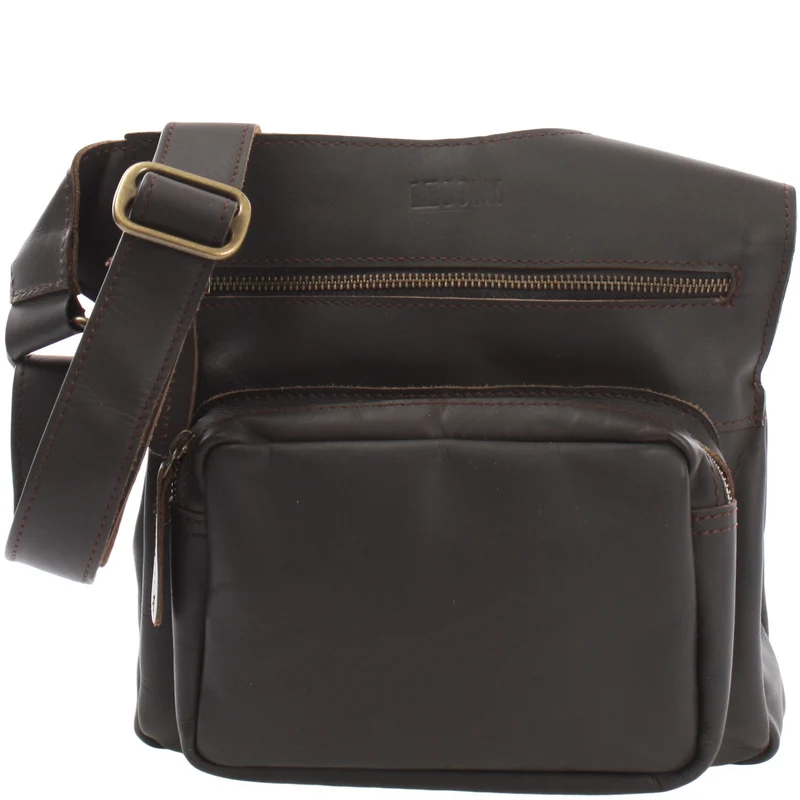 Umhängetasche Schultertasche Crossbag Damen Herren Leder dunkelbraun LE3015