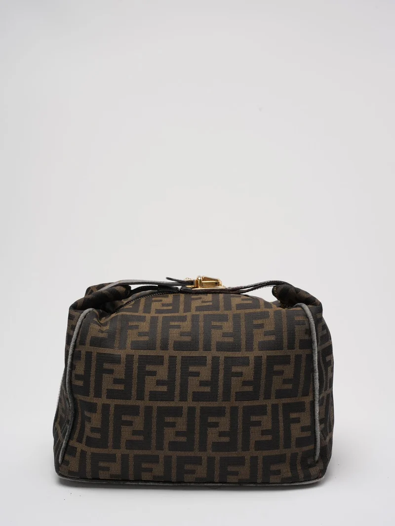 Fendi Schwarz / Braune Vanity Zucca Canvns Kosmetiktasche
